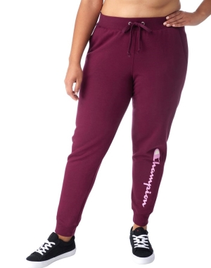 Champion Plus Powerblend Fleece Script Logo Kadın Pantolon Koyu Mor | XE1302864