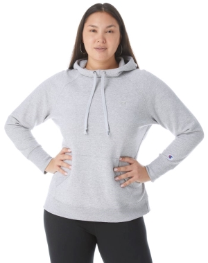 Champion Plus Powerblend Klasik Embroidered C Logo Kadın Kapüşonlu Sweatshirt Gri | CF9036451