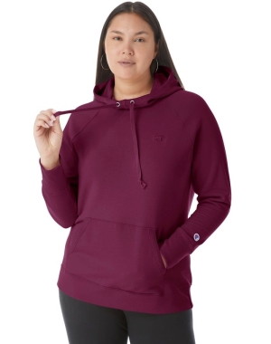 Champion Plus Powerblend Klasik Embroidered C Logo Kadın Kapüşonlu Sweatshirt Koyu Mor | YL4026735