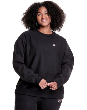 Champion Plus Reverse Weave Crew Kadın Tişört Siyah | NV8476590