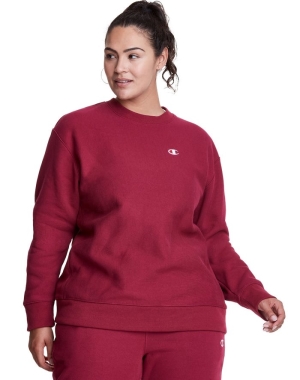 Champion Plus Reverse Weave Crew Kadın Tişört Koyu Kırmızı | RJ1267459