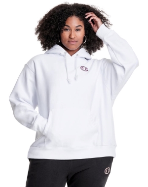 Champion Plus Reverse Weave Triple Outline Logo Kadın Kapüşonlu Sweatshirt Beyaz | EP2679053
