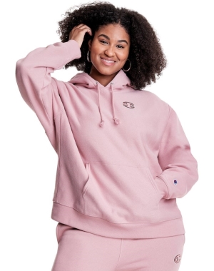 Champion Plus Reverse Weave Triple Outline Logo Kadın Kapüşonlu Sweatshirt Pembe | ET2786143