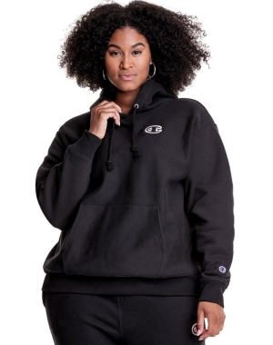Champion Plus Reverse Weave Triple Outline Logo Kadın Kapüşonlu Sweatshirt Siyah | FX8914273