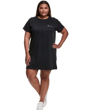 Champion Plus Tee Elbise Embroidered Logo Kadın Spor Sütyeni Siyah | BM0659387