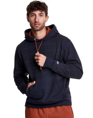 Champion Powerblend All Over Logo Erkek Kapüşonlu Sweatshirt Lacivert | RW8791426