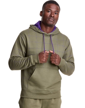 Champion Powerblend All Over Logo Erkek Kapüşonlu Sweatshirt Zeytin Yeşili | VL0129847
