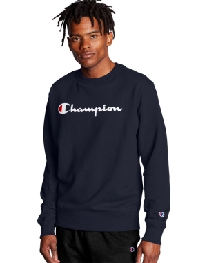 Champion Powerblend Crew Script Logo Erkek Tişörtü Lacivert | OE9015832