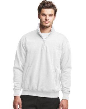 Champion Powerblend Fleece 1/4 Zip With Pockets Erkek Tişörtü Beyaz | KB0349521