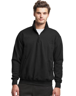 Champion Powerblend Fleece 1/4 Zip With Pockets Erkek Tişörtü Siyah | KE1802374