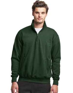 Champion Powerblend Fleece 1/4 Zip With Pockets Erkek Tişörtü Yeşil | ZT5810273