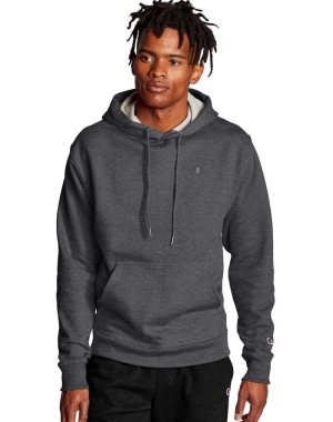 Champion Powerblend Fleece C Logo Erkek Kapüşonlu Sweatshirt Koyu Gri | AG4089276