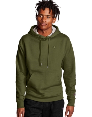 Champion Powerblend Fleece C Logo Erkek Kapüşonlu Sweatshirt Zeytin Yeşili | FA7250189