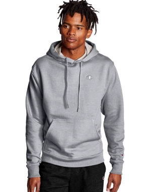 Champion Powerblend Fleece C Logo Erkek Kapüşonlu Sweatshirt Gri | GL9460517
