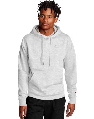 Champion Powerblend Fleece C Logo Erkek Kapüşonlu Sweatshirt Gri | IP1943526