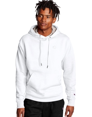 Champion Powerblend Fleece C Logo Erkek Kapüşonlu Sweatshirt Beyaz | JH8417956