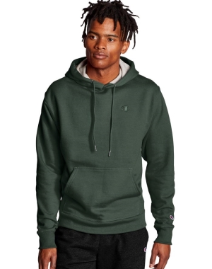 Champion Powerblend Fleece C Logo Erkek Kapüşonlu Sweatshirt Yeşil | JL3041659