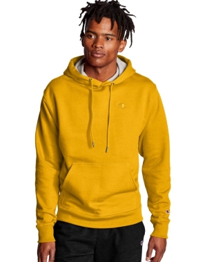 Champion Powerblend Fleece C Logo Erkek Kapüşonlu Sweatshirt Sarı | NJ8637502