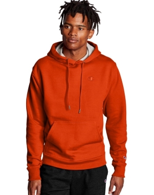 Champion Powerblend Fleece C Logo Erkek Kapüşonlu Sweatshirt Turuncu | RY9710423