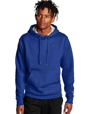 Champion Powerblend Fleece C Logo Erkek Kapüşonlu Sweatshirt Mavi | TN3410269
