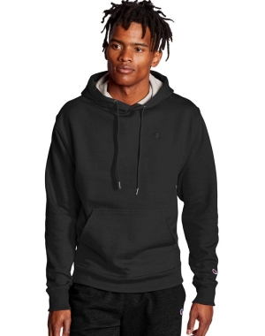 Champion Powerblend Fleece C Logo Erkek Kapüşonlu Sweatshirt Siyah | UE6385142