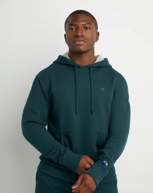 Champion Powerblend Fleece C Logo Erkek Kapüşonlu Sweatshirt Yeşil | WR7518264