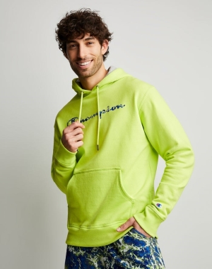 Champion Powerblend Fleece Chasing Waves Erkek Kapüşonlu Sweatshirt Yeşil | SW1843752