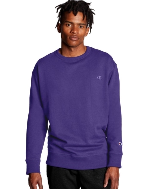 Champion Powerblend Fleece Crew C Logo Erkek Tişörtü Mor | FQ0569731
