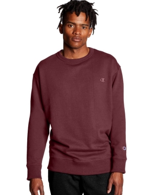 Champion Powerblend Fleece Crew C Logo Erkek Tişörtü Koyu Kırmızı | FU5039781