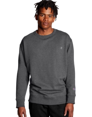 Champion Powerblend Fleece Crew C Logo Erkek Tişörtü Koyu Gri | HO3592761