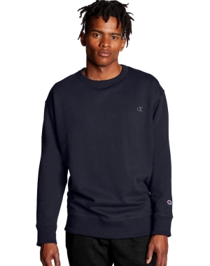 Champion Powerblend Fleece Crew C Logo Erkek Tişörtü Lacivert | LU9467082