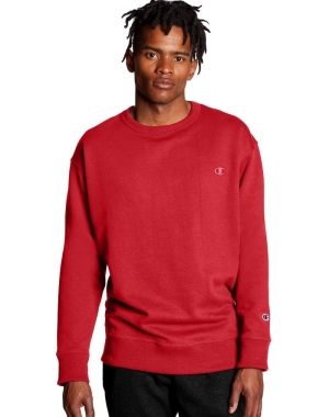 Champion Powerblend Fleece Crew C Logo Erkek Tişörtü Kırmızı | NK2519740