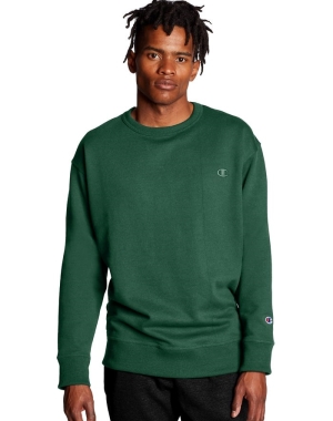 Champion Powerblend Fleece Crew C Logo Erkek Tişörtü Yeşil | SE2941837