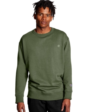 Champion Powerblend Fleece Crew C Logo Erkek Tişörtü Zeytin Yeşili | VO2176034