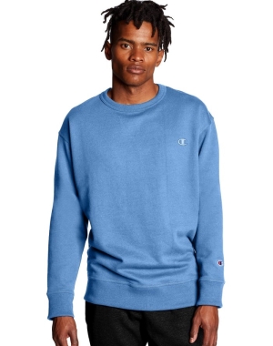 Champion Powerblend Fleece Crew C Logo Erkek Tişörtü Mavi | ZC2038796