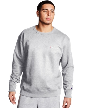 Champion Powerblend Fleece Crew Script Logo Erkek Tişörtü Gri | UG0186374