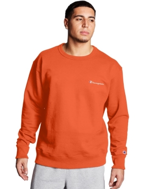 Champion Powerblend Fleece Crew Script Logo Erkek Tişörtü Turuncu | UT5281906