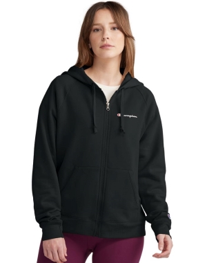 Champion Powerblend Fleece Full Zip Kadın Ceket Siyah | VL4690725