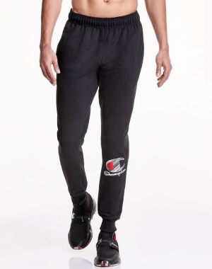 Champion Powerblend Fleece Inset Rectangle Logo Erkek Eşofman Altı Siyah | GP8231406
