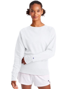 Champion Powerblend Fleece Klasik Crew Kadın Tişört Beyaz | BE8579203