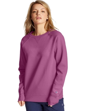 Champion Powerblend Fleece Klasik Crew Kadın Tişört Pembe | TM2039651