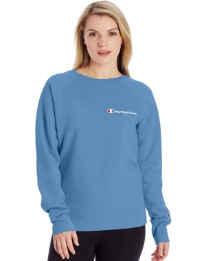 Champion Powerblend Fleece Klasik Crew Script Logo Kadın Tişört Mavi | CS4359218