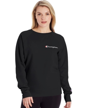 Champion Powerblend Fleece Klasik Crew Script Logo Kadın Tişört Siyah | PY1740693