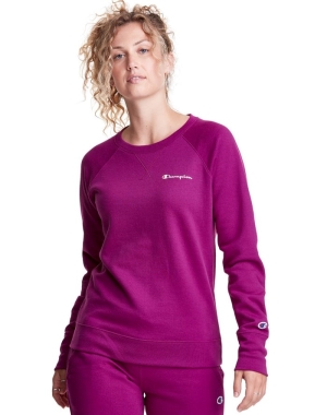 Champion Powerblend Fleece Klasik Crew Script Logo Kadın Tişört Pembe | ZK3814579