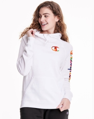 Champion Powerblend Fleece Liquid Filled C And Script Logo Kadın Ceket Beyaz | IW7428091