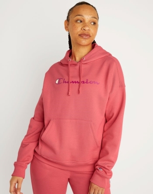Champion Powerblend Fleece Relaxed Script Logo Kadın Ceket Mercan | BA7294860