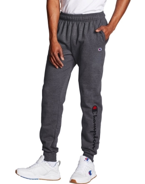 Champion Powerblend Fleece Script Logo Erkek Eşofman Altı Koyu Gri | DX1504267