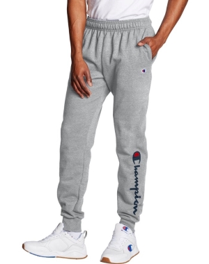 Champion Powerblend Fleece Script Logo Erkek Eşofman Altı Gri | WL4378215