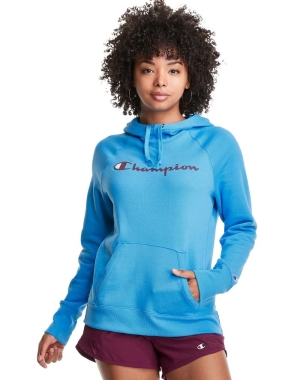Champion Powerblend Fleece Script Logo Kadın Ceket Mavi | AW9617205