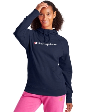 Champion Powerblend Fleece Script Logo Kadın Ceket Lacivert | BQ3917056